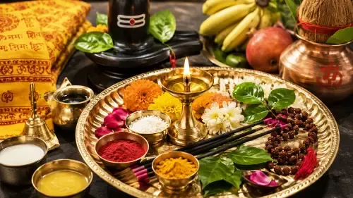 Puja thali with diya and Shivling for a personalised sankalp puja